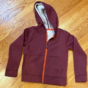 Crewcuts Burgundy Hoodie with Bright Orange Zipper